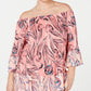 Blusa estampada com babados Sedona Oasis da Style &amp; Co Women's Plus, laranja, tamanho 0X