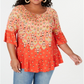 Blusa estampada com babados Sedona Oasis da Style &amp; Co Women's Plus, laranja, tamanho 0X