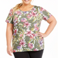 Camiseta feminina Ideology Plus com estampa floral e decote em V nas costas, tamanho 1X, verde