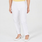 Calça feminina com aba no tornozelo JM Collection, branca, tamanho pequeno G
