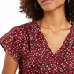 Blusa feminina com estampa floral e botões estilo &amp; co, roxa, tamanho grande