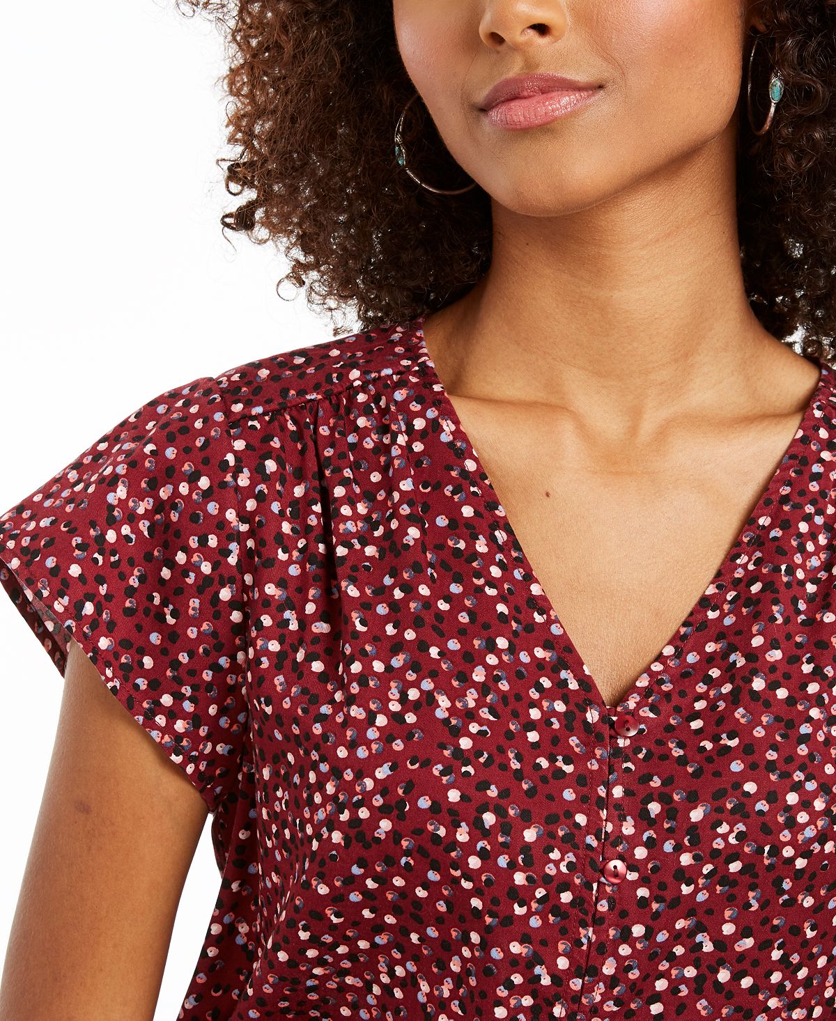 Blusa feminina com estampa floral e botões estilo &amp; co, roxa, tamanho grande