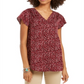 Blusa feminina com estampa floral e botões estilo &amp; co, roxa, tamanho grande