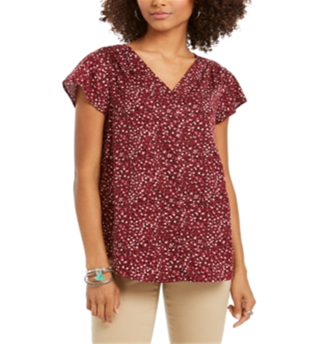 Blusa feminina com estampa floral e botões estilo &amp; co, roxa, tamanho grande