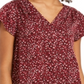 Blusa feminina com estampa floral e botões estilo &amp; co, roxa, tamanho grande
