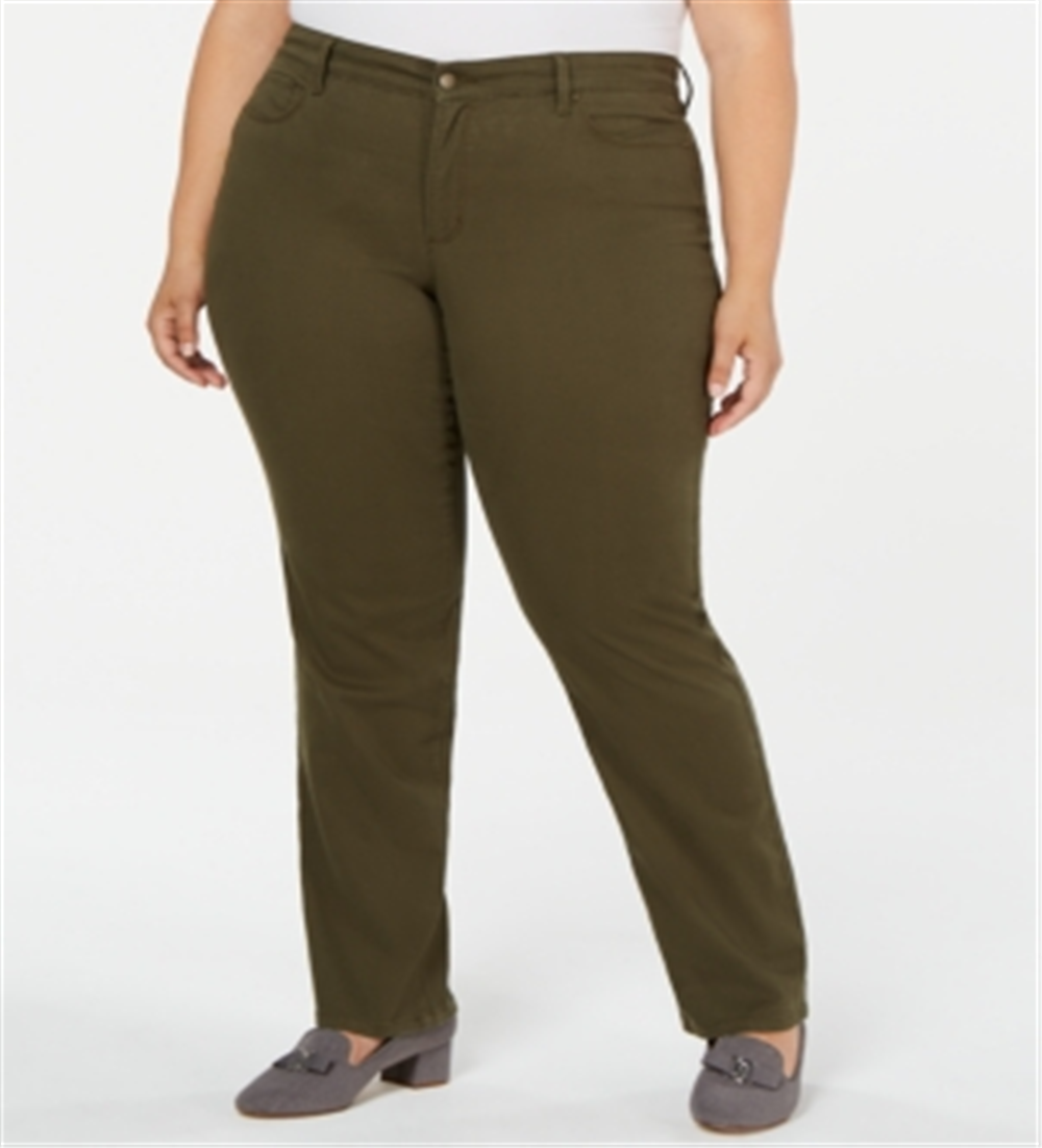 Calça jeans feminina Charter Club Plus Tummy Slimming Super Stretch com perna reta, verde, tamanho 22W