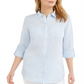 Camisa de linho feminina Charter Club azul tamanho X-G