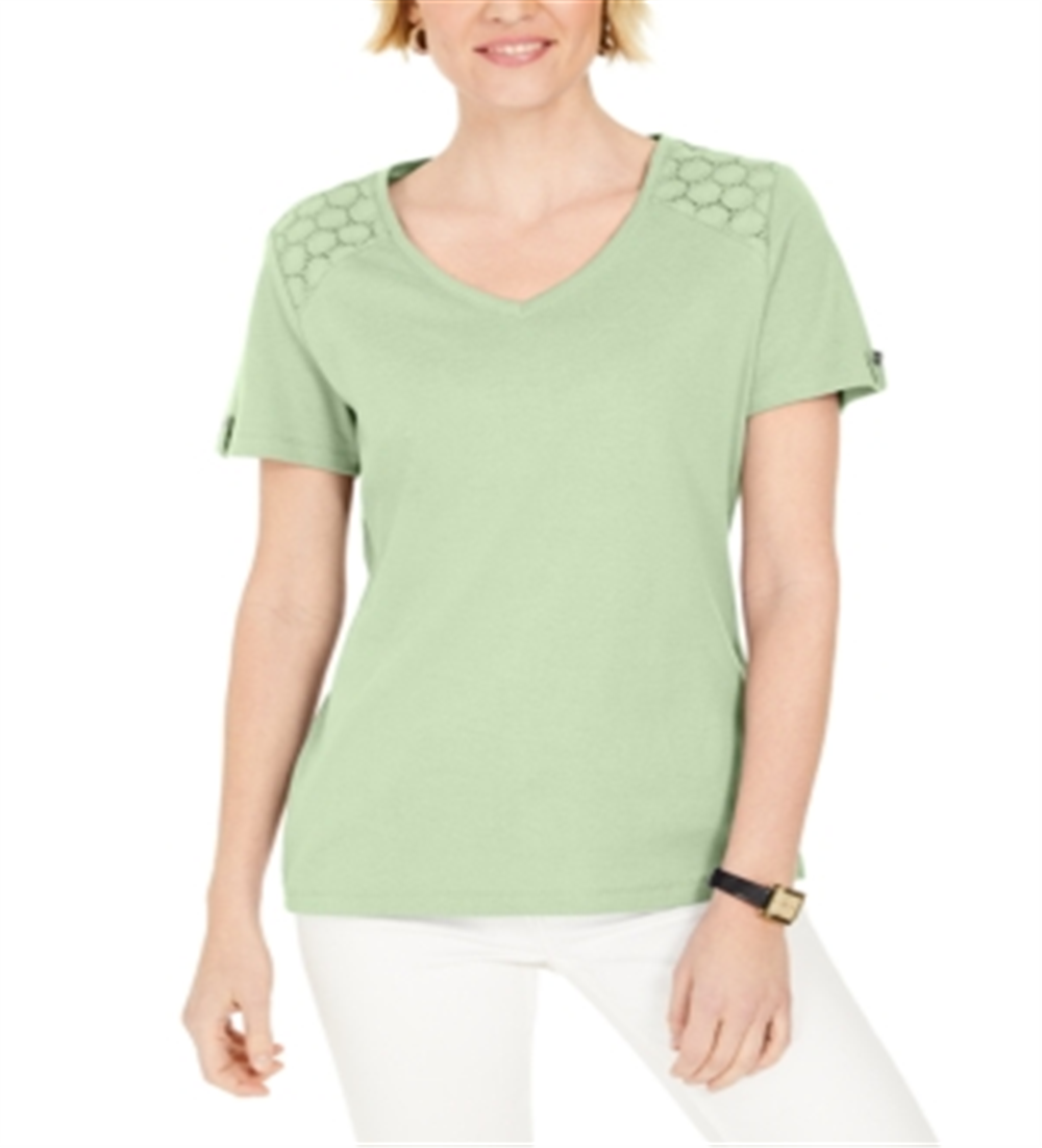 Karen Scott Blusa Feminina com Ombros Abertos e Decote em V Verde Tamanho GG
