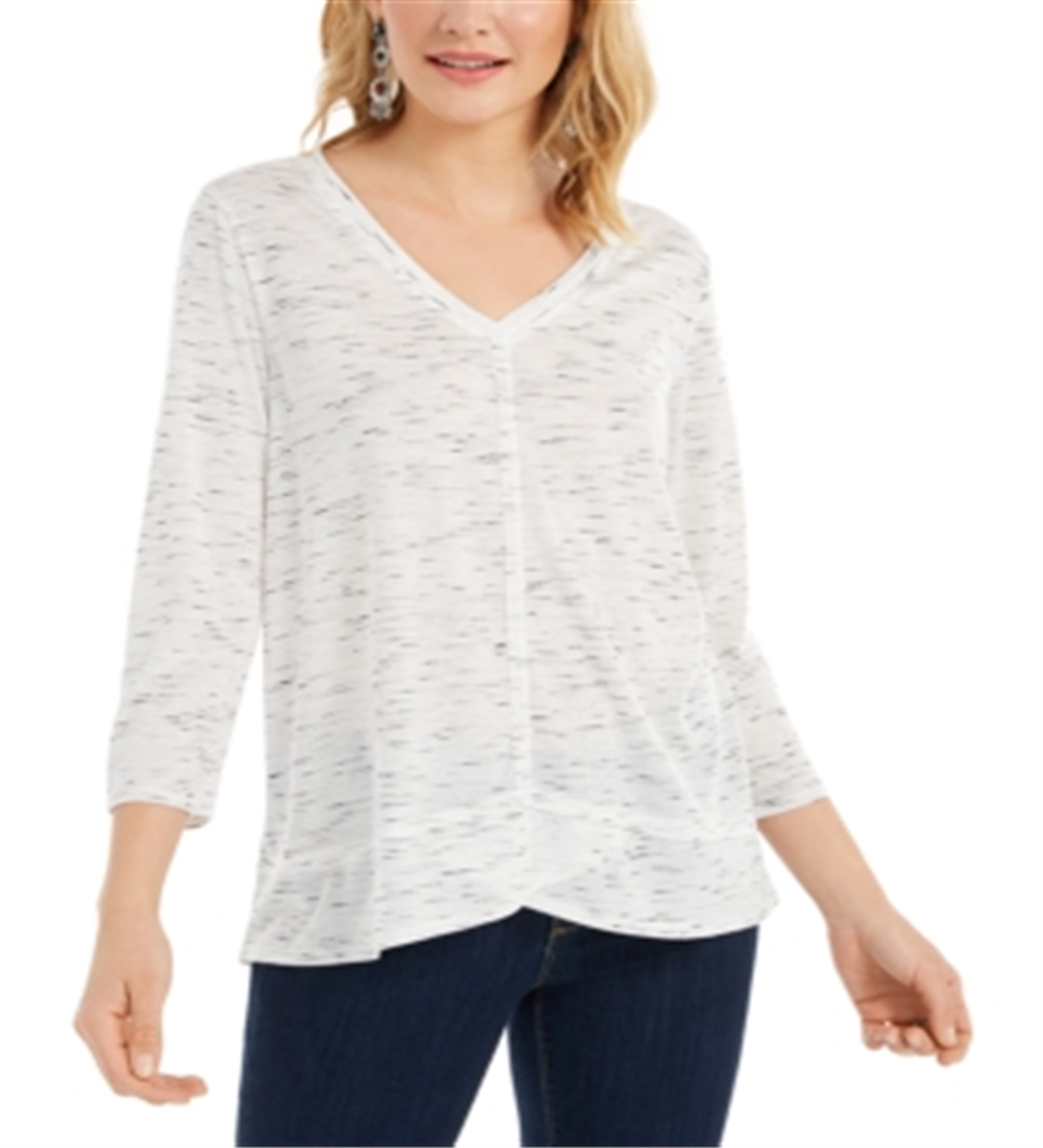 Top feminino com decote em V, estilo &amp; co, branco, tamanho extragrande