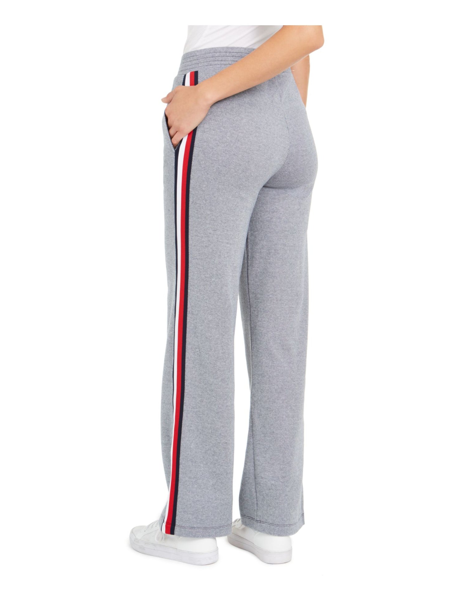 Calça listrada feminina Tommy Hilfiger cinza tamanho X-G