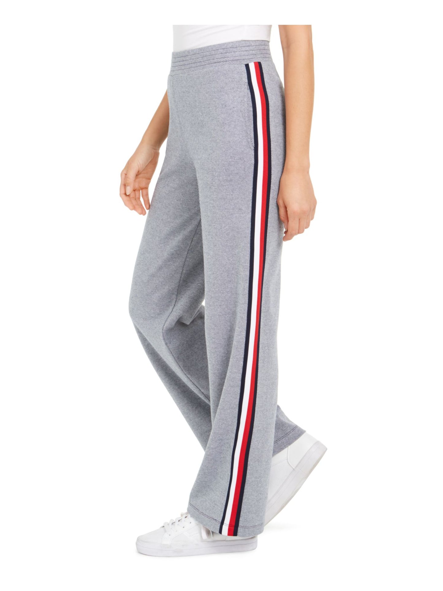 Calça listrada feminina Tommy Hilfiger cinza tamanho X-G