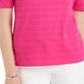 Charter Club Top feminino de algodão com listras e mangas compridas, rosa, tamanho XX-G
