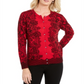 Karen Scott Cardigan Feminino Lace Trails Vermelho Tamanho Pequeno