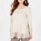 Túnica feminina estilo camadas estilo &amp; co marrom tamanho médio