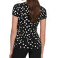 Top DKNY Feminino com Estampa de Bolinhas e Nó Lateral Cinza Tamanho Médio