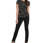 Top DKNY Feminino com Estampa de Bolinhas e Nó Lateral Cinza Tamanho Médio