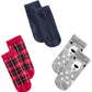 First Impressions Baby Plaid / Grid / Bear 3 pares de meias vermelhas tamanho 0-6 meses