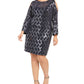 Vestido tubinho metálico com ombros descobertos Jessica Howard feminino, tamanho 14-W, azul