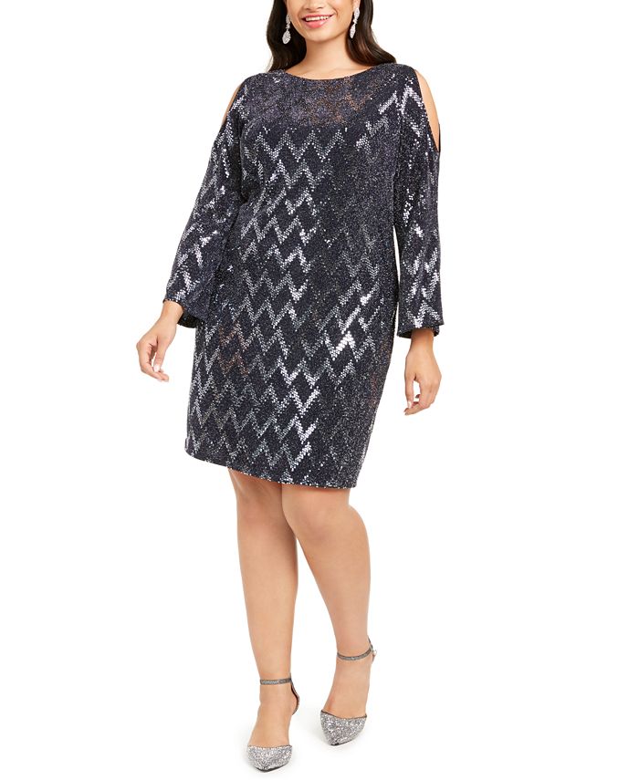 Vestido tubinho metálico com ombros descobertos Jessica Howard feminino, tamanho 14-W, azul