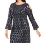 Vestido tubinho metálico com ombros descobertos Jessica Howard feminino, tamanho 14-W, azul