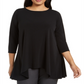Blusa feminina Alfani Plus com bainha em lenço, azul, tamanho 4X