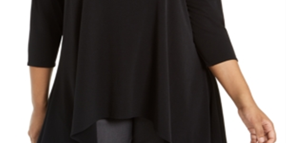 Blusa feminina Alfani Plus com bainha em lenço, azul, tamanho 4X