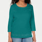 Karen Scott Top Feminino Decote Redondo com Tachas Verde Tamanho P
