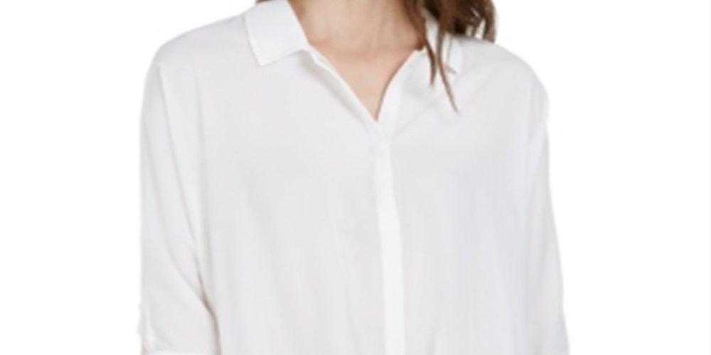 Blusa feminina Alfani com manga amarrada, branca, tamanho pequeno G