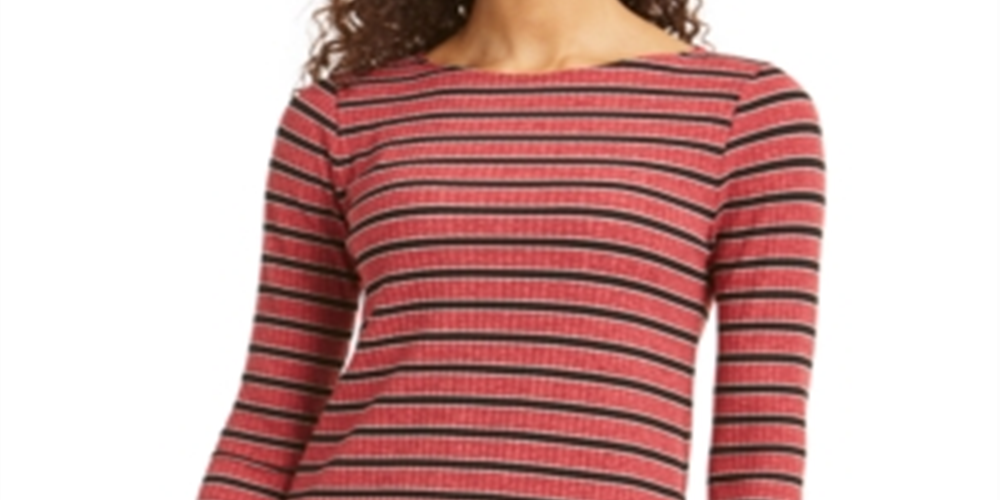 Top feminino estampado com manga 3/4 Charter Club, rosa, tamanho pequeno P