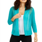 Cardigan Alfani Feminino de Linho Misto com Frente Aberta e Pontos Mistos, Verde, Tamanho Pequeno