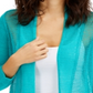 Cardigan Alfani Feminino de Linho Misto com Frente Aberta e Pontos Mistos, Verde, Tamanho Pequeno