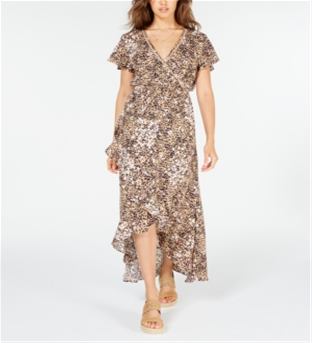 Vestido longo com estampa de envelope falso American Rag Junior's, marrom, tamanho 2XL