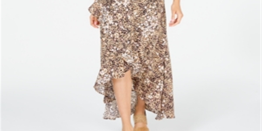 Vestido longo com estampa de envelope falso American Rag Junior's, marrom, tamanho 2XL