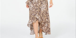Vestido longo com estampa de envelope falso American Rag Junior's, marrom, tamanho 2XL