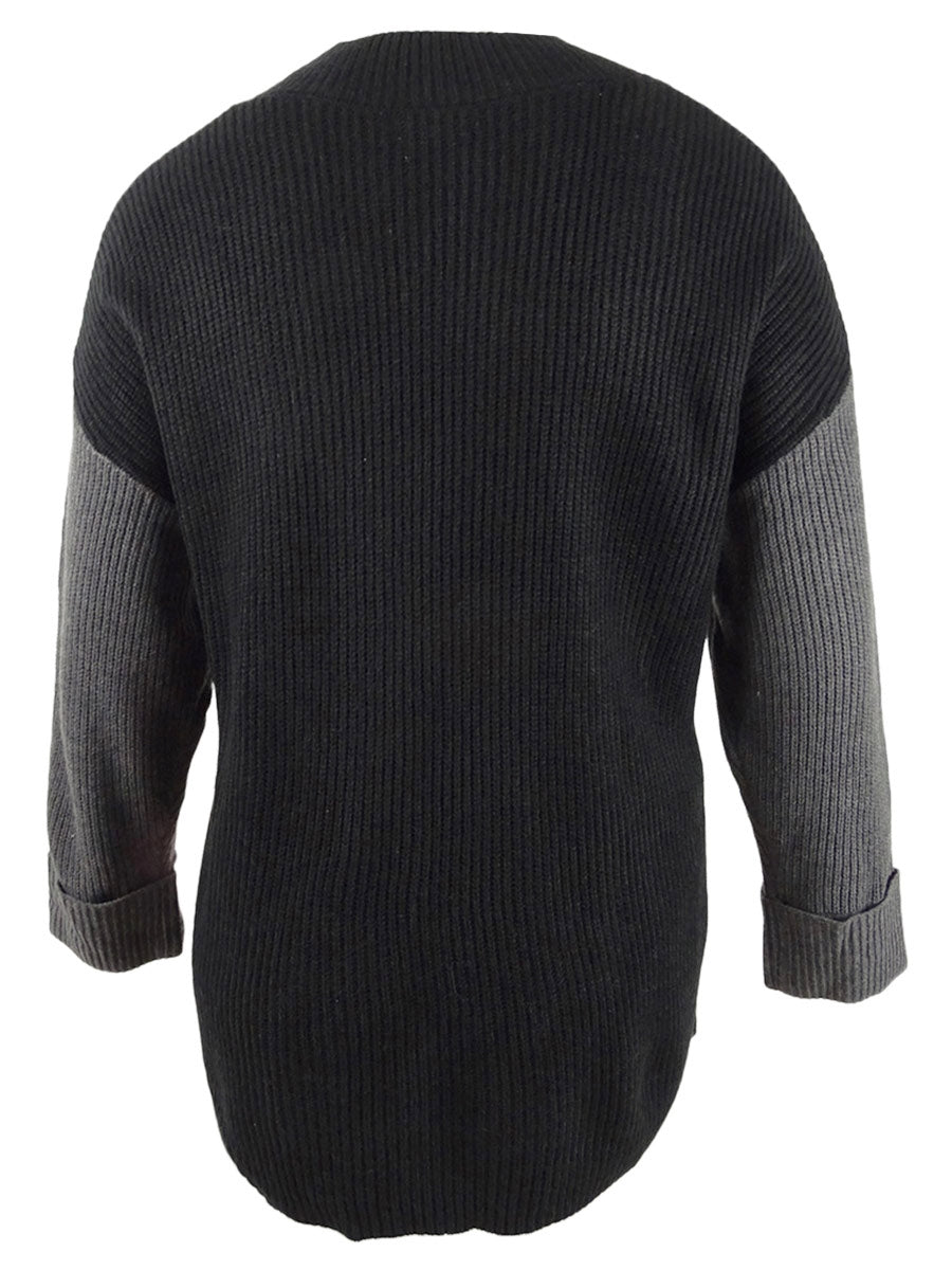 Calvin Klein Suéter Feminino Plus Tricolor Gola Simulada Preto Tamanho 0X