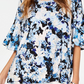Blusa feminina Alfani com estampa floral e babados, azul, tamanho G
