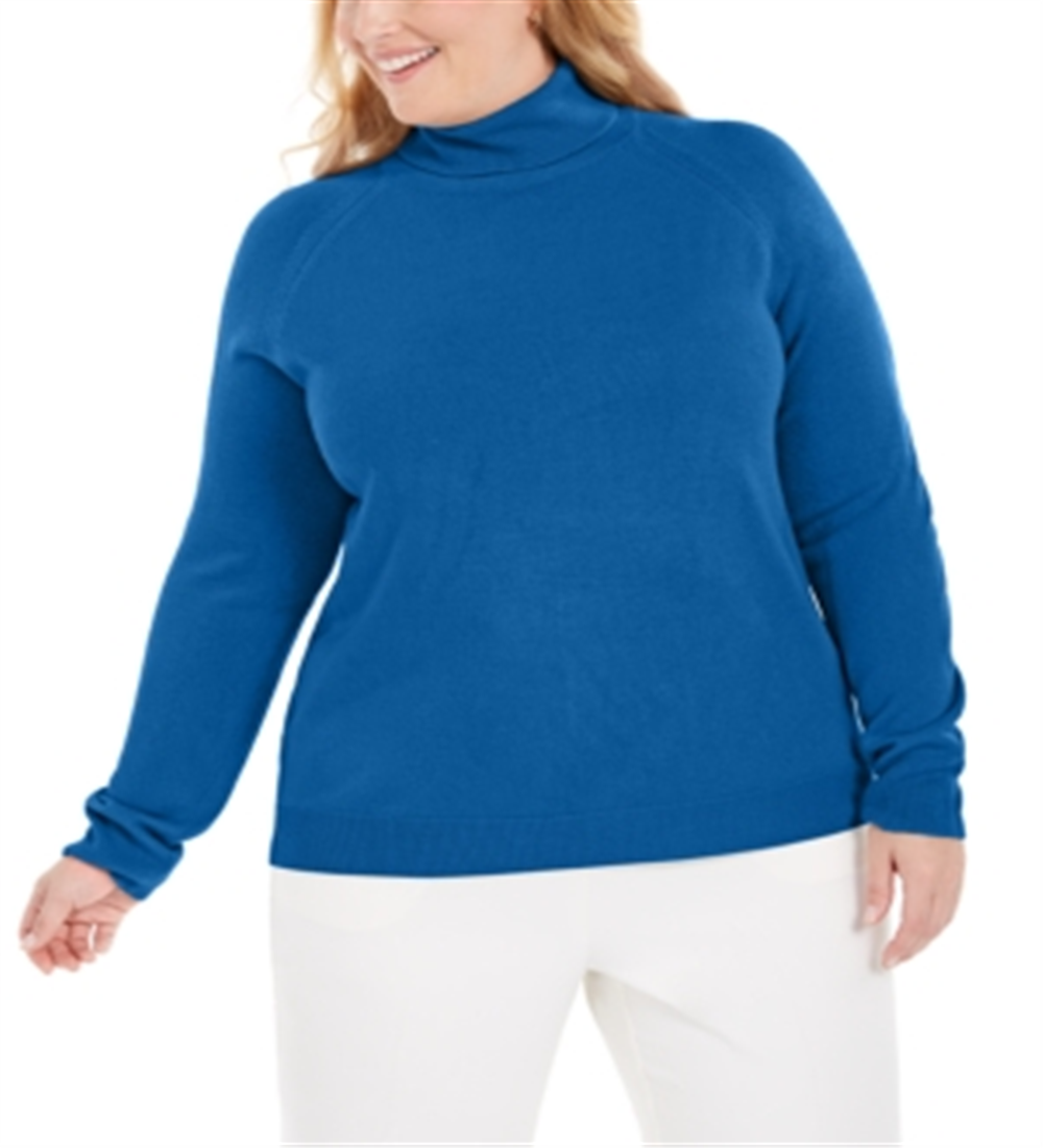 Karen Scott Plus Size Feminino Gola Alta Luxsoft S Deep Pacific Tamanho 0X