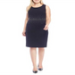 Vestido feminino Kasper sem mangas com decote em joia e comprimento até o joelho, preto, tamanho 24W
