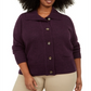 Karen Scott Cardigan Feminino Marled Wing Collar Roxo Tamanho 3x
