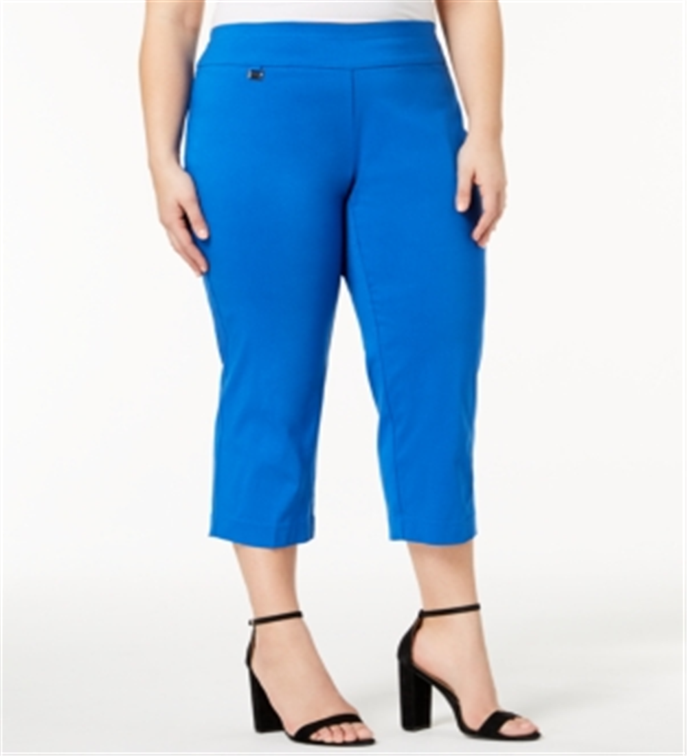 Calça Capri Alfani Feminina Plus Size Cintura Alta Azul Tamanho 14W