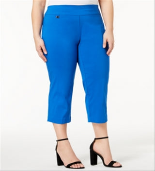 Calça Capri Alfani Feminina Plus Size Cintura Alta Azul Tamanho 14W