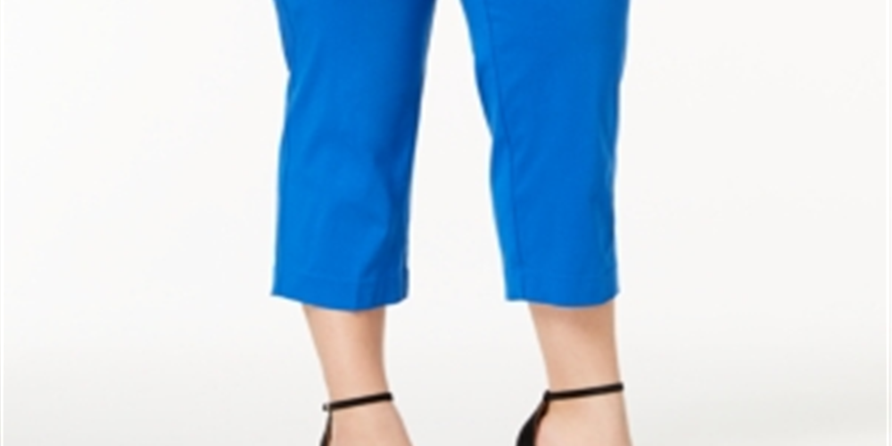 Calça Capri Alfani Feminina Plus Size Cintura Alta Azul Tamanho 14W