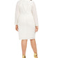 Vestido justo com lantejoulas Vince Camuto feminino, tamanho 16W, branco