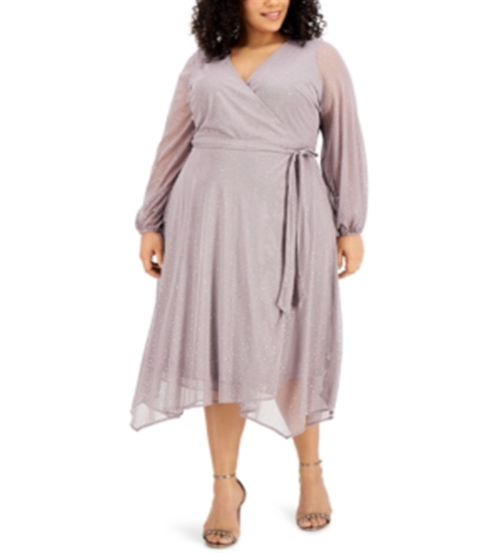 Alfani Feminino Metallic Fit Flare Prata Dot Tamanho 0X