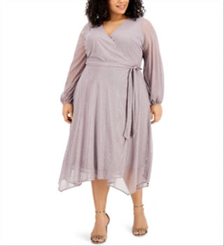 Alfani Feminino Metallic Fit Flare Prata Dot Tamanho 0X