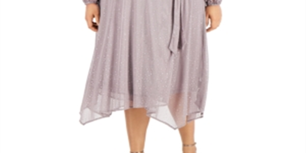 Alfani Feminino Metallic Fit Flare Prata Dot Tamanho 0X