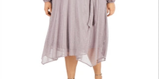 Alfani Feminino Metallic Fit Flare Prata Dot Tamanho 0X