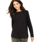Suéter feminino de malha lisa INC International Concepts, preto, tamanho grande