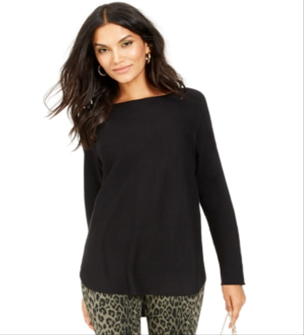 Suéter feminino de malha lisa INC International Concepts, preto, tamanho grande