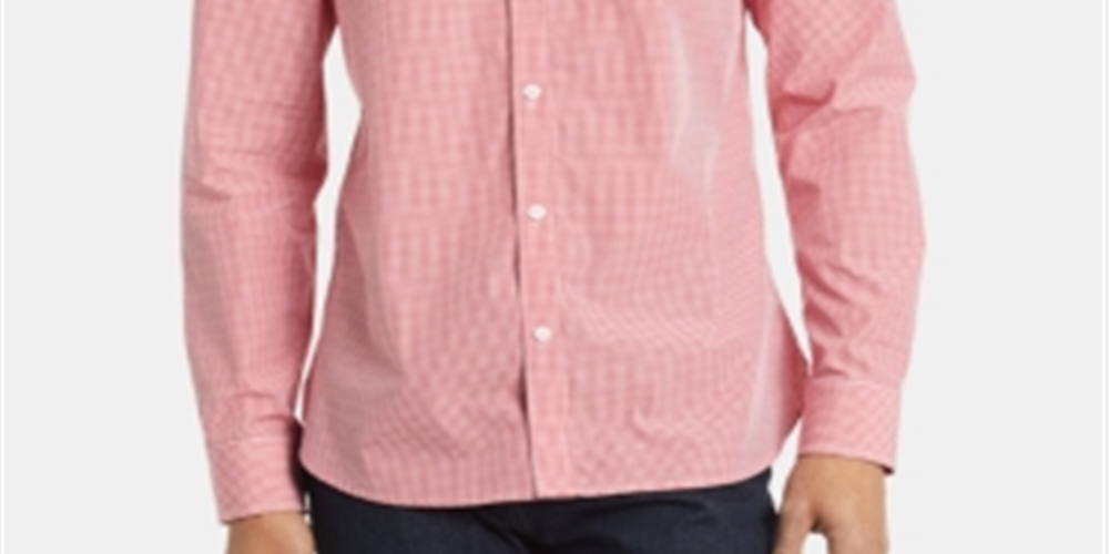 Camisa Calvin Klein Masculina Extra Fina de Algodão Xadrez Slim Fit Vermelha Tamanho M